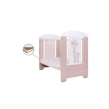 Patut Drewex Giraffe - Natur cu Alb + Saltea Cocos 12 cm Patut Drewex Giraffe - Natur cu Alb + Saltea Cocos 12 cm