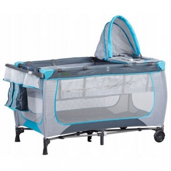 Patut pliabil accesorizat Ecotoys - Gri - Resigilat (husa transport rupta) Patut pliabil accesorizat Ecotoys - Gri - Resigilat (husa transport rupta)
