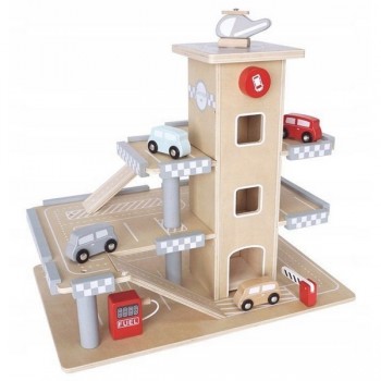 Parcare din lemn cu etaje si lift Ecotoys CA12104 Parcare din lemn cu etaje si lift Ecotoys CA12104
