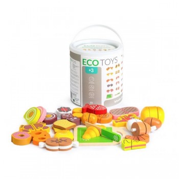 Set alimente din lemn Ecotoys 23 buc Set alimente din lemn Ecotoys 23 buc
