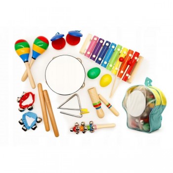 Set muzical din lemn Ecotoys MA01, 10 instrumente, Multicolor Set muzical din lemn Ecotoys MA01, 10 instrumente, Multicolor