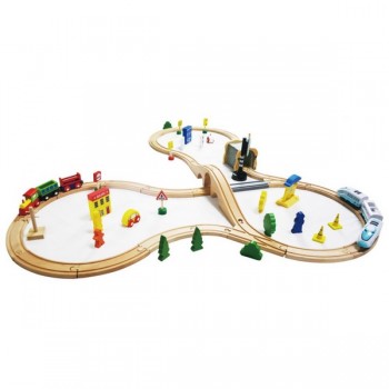 Jucarie cale ferata din lemn cu tren cu baterii Ecotoys HM015147, 69 elemente, multicolor Jucarie cale ferata din lemn cu tren cu baterii Ecotoys HM015147, 69 elemente, multicolor