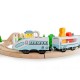 Jucarie cale ferata din lemn cu tren cu baterii Ecotoys HM015147, 69 elemente, multicolor