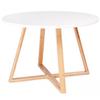 Masuta de cafea din bambus cu design modern, alba Masuta de cafea din bambus cu design modern, alba