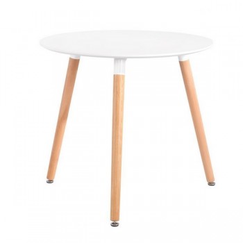 Masa de cafea rotunda si inalta, cu picioare din lemn, alba DT-010-3 Masa de cafea rotunda si inalta, cu picioare din lemn, alba DT-010-3