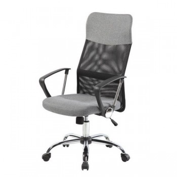 Scaun de birou rotativ, gri cu crom si spatar inalt 8774 Scaun de birou rotativ, gri cu crom si spatar inalt 8774