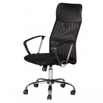 Scaun de birou rotativ, negru cu crom si spatar inalt 8774 Scaun de birou rotativ, negru cu crom si spatar inalt 8774