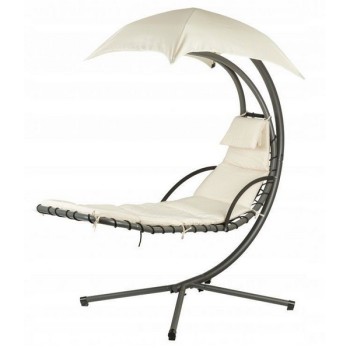 Sezlong suspendat cu parasolar, bej, PH006 Sezlong suspendat cu parasolar, bej, PH006