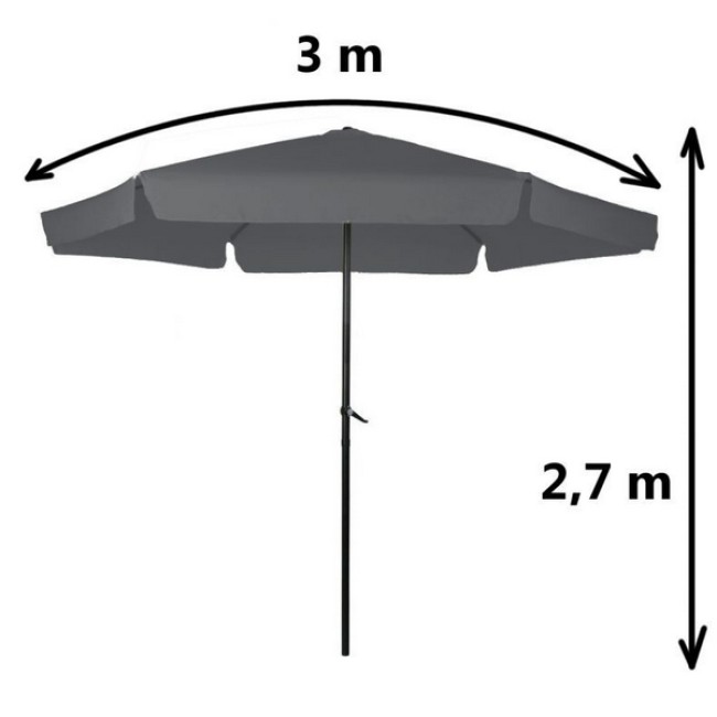 Umbrela de soare cu buton, 300 cm, gri inchis