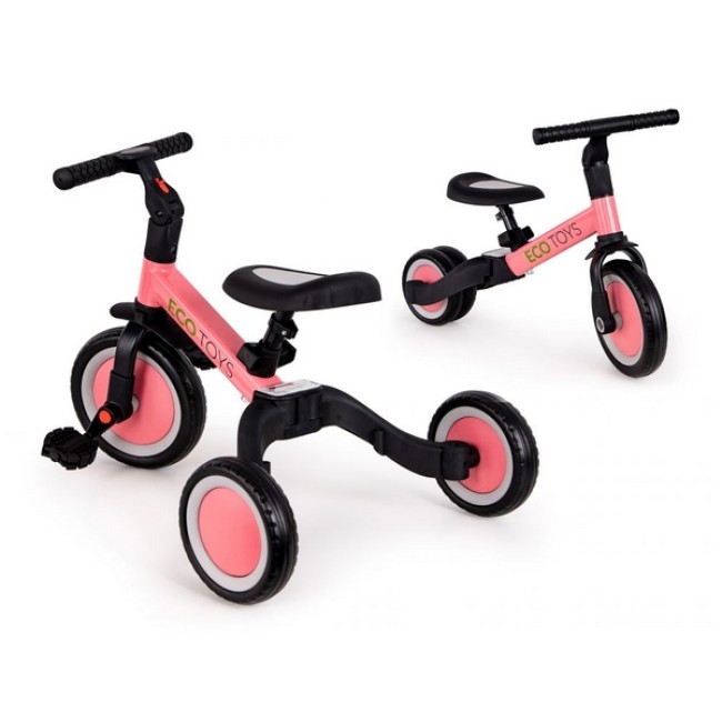 Tricicleta echilibru cu pedale ECOTOYS TR001, 4 in 1, roz