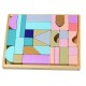 Cuburi multicolore din lemn ECOTOYS cu suport tip tava