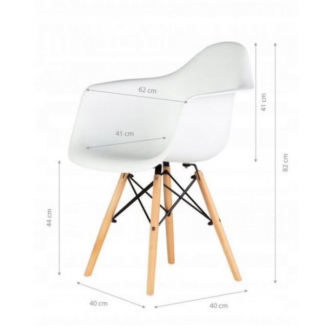 Set din 4 scaune ModernHome PC-008 cu picioare din fag , design modern, alb