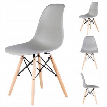 Set 4 scaune model Italian ModernHome PC-005, cu picioare din lemn de fag, gri Set 4 scaune model Italian ModernHome PC-005, cu picioare din lemn de fag, gri