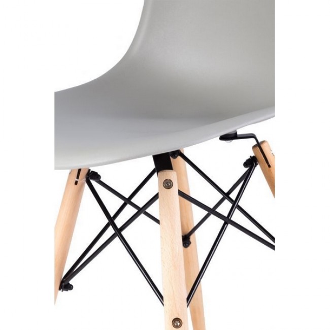 Set 4 scaune model Italian ModernHome PC-005, cu picioare din lemn de fag, gri
