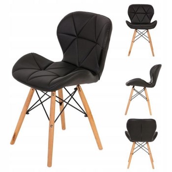 Set 4 scaune elegante ModernHome DC-005, cu piele ecologica, negru Set 4 scaune elegante ModernHome DC-005, cu piele ecologica, negru