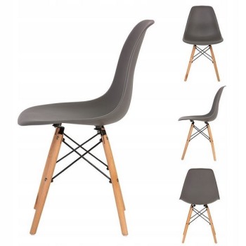 Set 4 scaune moderne ModernHome PC-005, cu picioare din lemn de fag si intaritura metalica, gri Set 4 scaune moderne ModernHome PC-005, cu picioare din lemn de fag si intaritura metalica, gri