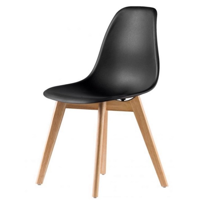 Set 4 scaune ModernHome PC-001 cu picioare din lemn, design modern, negru