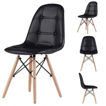 Set 4 scaune ModernHome DC-004 cu picioare din lemn, dantelarie metalica, design elegant, pentru living, negru Set 4 scaune ModernHome DC-004 cu picioare din lemn, dantelarie metalica, design elegant, pentru living, negru