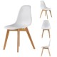 Set 4 scaune moderne ModernHome PC-001 cu picioare din lemn, venice, alb