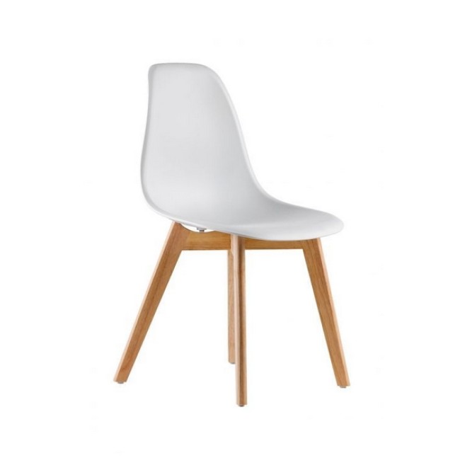Set 4 scaune moderne ModernHome PC-001 cu picioare din lemn, venice, alb