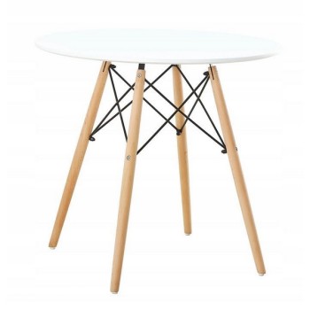 Masa moderna, ModernHome, DT-012 cu picioare din lemn, blat rotund, alba, 60cm Masa moderna, ModernHome, DT-012 cu picioare din lemn, blat rotund, alba, 60cm