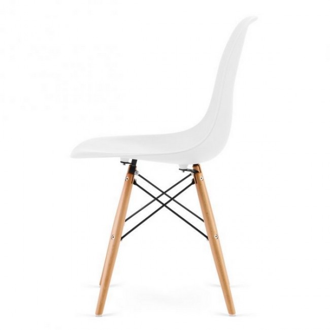 Set 4 scaune ModernHome PC-005 cu design modern, picioare din lemn, alb