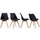 Set 4 scaune ModernHome PC-003 moderne cu perna, picioare din lemn, Venice, negru