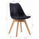 Set 4 scaune ModernHome PC-003 moderne cu perna, picioare din lemn, Venice, negru