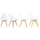 Set 4 scaune ModernHome PC-003 moderne cu perna, picioare din lemn, Venice, alb
