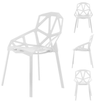 Set 4 scaune ModernHome PC-015, cu model modern, geometric, alb Set 4 scaune ModernHome PC-015, cu model modern, geometric, alb
