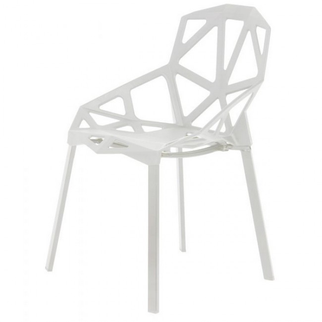 Set 4 scaune ModernHome PC-015, cu model modern, geometric, alb