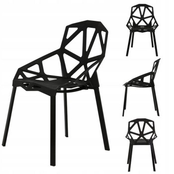 Set 4 scaune ModernHome PC-015, moderne, cu model geometric, negru Set 4 scaune ModernHome PC-015, moderne, cu model geometric, negru