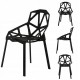 Set 4 scaune ModernHome PC-015, moderne, cu model geometric, negru