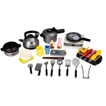 Set de barbeque cu led si sunete si 40 de elemente Ecotoys HC485972 Set de barbeque cu led si sunete si 40 de elemente Ecotoys HC485972