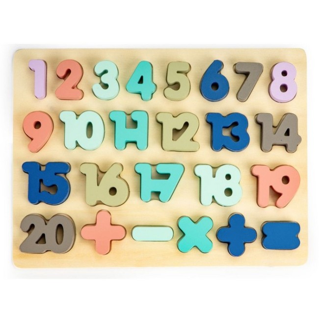 Tabla educationala din lemn cu cifre si litere - 51 de elemente Ecotoys MA4512