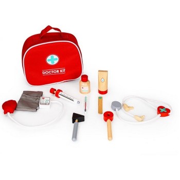 Trusa medicala cu 9 elemente din lemn Ecotoys 4501 Trusa medicala cu 9 elemente din lemn Ecotoys 4501