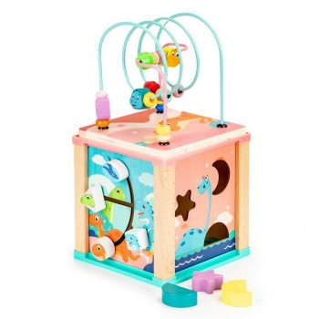 Cub educational din lemn Ecotoys Dino HM015471 Cub educational din lemn Ecotoys Dino HM015471