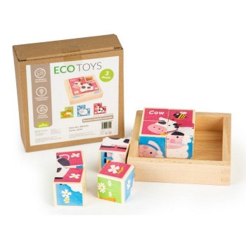 Cuburi educationale din lemn tip puzzle zoo Ecotoys MA443 Cuburi educationale din lemn tip puzzle zoo Ecotoys MA443