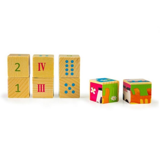 Cuburi educationale din lemn tip puzzle zoo Ecotoys MA443