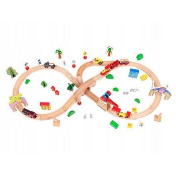Circuit din lemn cale ferata din 78 piese Ecotoys HM008999 Circuit din lemn cale ferata din 78 piese Ecotoys HM008999