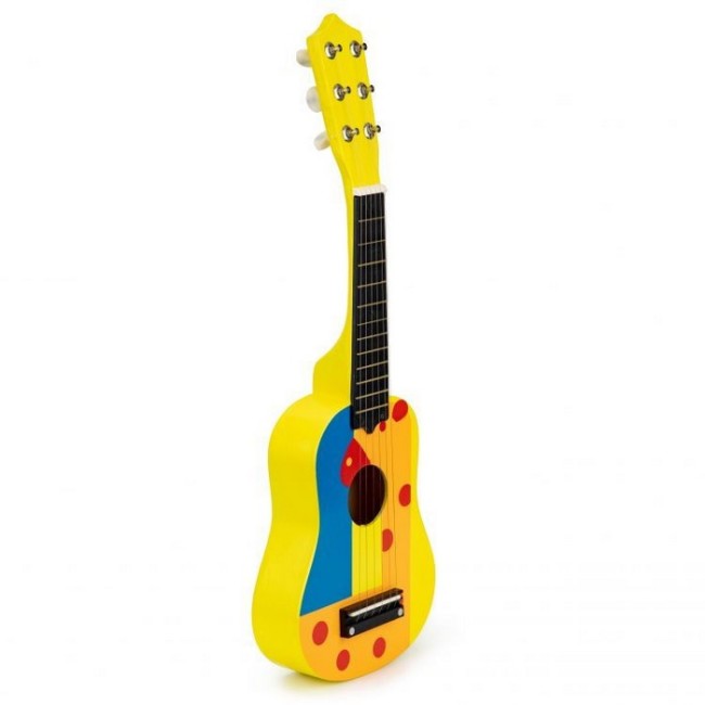 Chitara din lemn pentru copii cu corzi metalice Ecotoys F018YELLOW