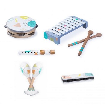 Set cu instrumente muzicale din lemn Ecotoys 3630 Set cu instrumente muzicale din lemn Ecotoys 3630