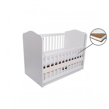 Patut VESSANTI Como Balansoar culisant - Alb cu Bej + Saltea Cocos 10 cm Patut VESSANTI Como Balansoar culisant - Alb cu Bej + Saltea Cocos 10 cm