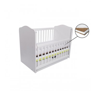 Patut VESSANTI Como Balansoar culisant - Alb cu Verde + Saltea Cocos 10 cm Patut VESSANTI Como Balansoar culisant - Alb cu Verde + Saltea Cocos 10 cm