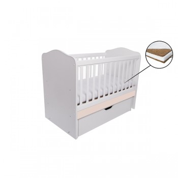 Patut VESSANTI Como Balansoar - Alb cu Bej + Saltea Cocos 10 cm Patut VESSANTI Como Balansoar - Alb cu Bej + Saltea Cocos 10 cm