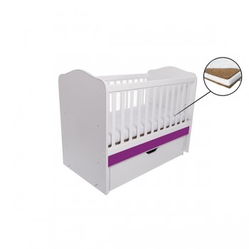 Patut VESSANTI Como Balansoar - Alb cu Violet + Saltea Cocos 10 cm Patut VESSANTI Como Balansoar - Alb cu Violet + Saltea Cocos 10 cm