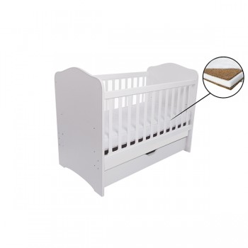 Patut VESSANTI Como cu sertar - Alb + Saltea Cocos 10 cm Patut VESSANTI Como cu sertar - Alb + Saltea Cocos 10 cm