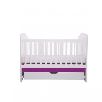 Patut VESSANTI Como cu sertar - Alb cu Violet + Saltea cocos confort 120 x 60 x 12 cm Patut VESSANTI Como cu sertar - Alb cu Violet + Saltea cocos confort 120 x 60 x 12 cm