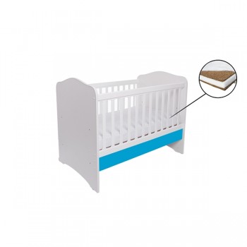 Patut VESSANTI Como fara sertar - Alb cu Albastru + Saltea Cocos 10 cm Patut VESSANTI Como fara sertar - Alb cu Albastru + Saltea Cocos 10 cm