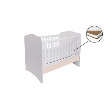 Patut VESSANTI Como fara sertar - Alb cu Bej + Saltea Cocos 7 cm Patut VESSANTI Como fara sertar - Alb cu Bej + Saltea Cocos 7 cm